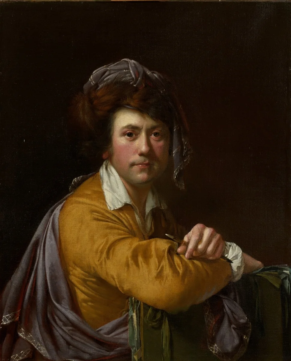 Self Portrait at the Age of about Forty; Verso: Study for 'An Experiment on a Bird in the Air Pump', by Joseph Wright of Derby, oil, 1800