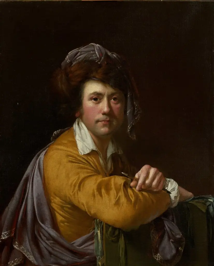 Self Portrait at the Age of about Forty; Verso: Study for 'An Experiment on a Bird in the Air Pump'