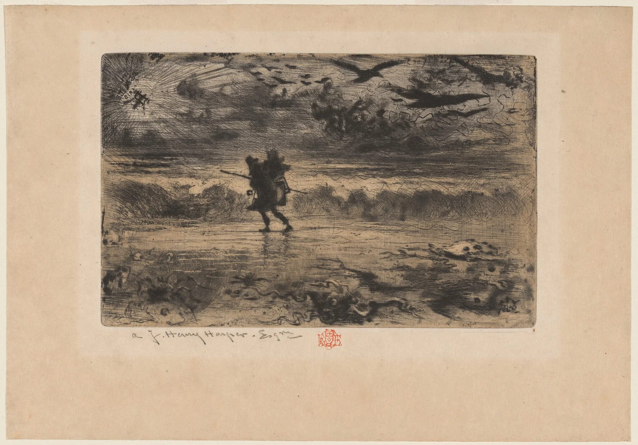 Le Peintre de Marine (The Marine Painter), by Félix-Hilaire Buhot, ink, 1879