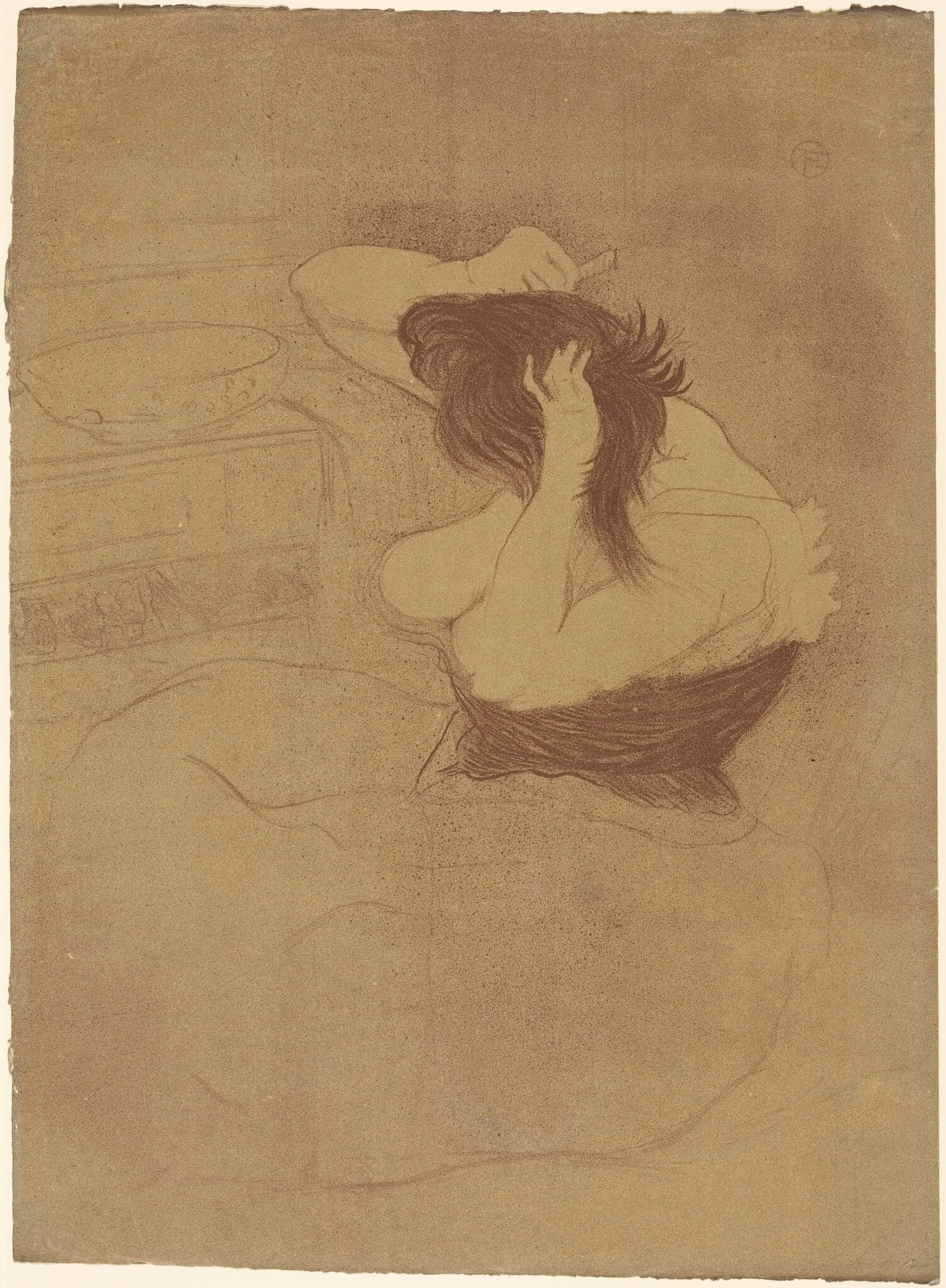 Woman Combing Her Hair (Femme qui se peigne), by Henri de Toulouse-Lautrec, ink, 1896