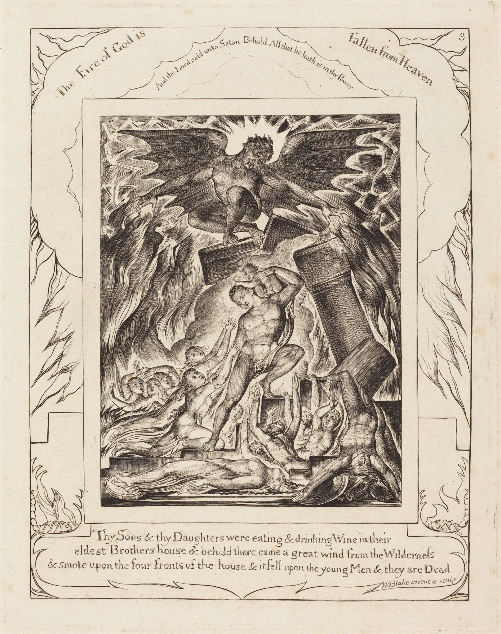 The Destruction of Job's Sons, by William Blake, ink, 1825