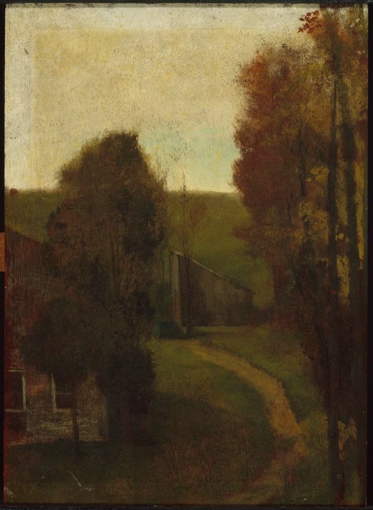 Hill-side with House. Paradise Farm, Afternoon Sky, Autumn, by John La Farge, unspecified, 1861