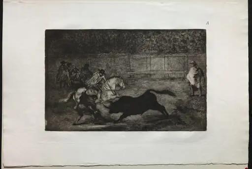 Bullfights:  A Spanish Mounted Knight Breaking Short Spears with the Help of Assistants