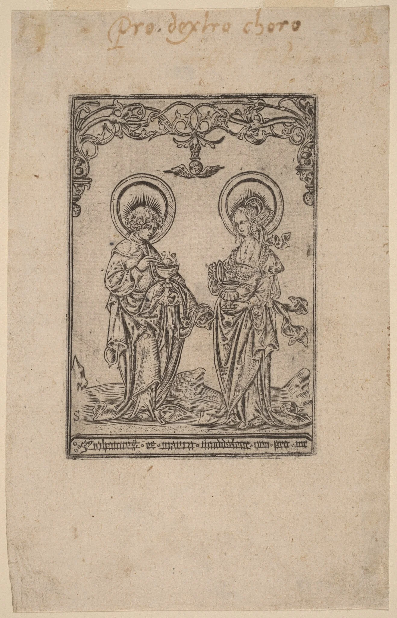 Saint Mary Magdalene and Saint John the Evangelist, by Master S, ink, 1502