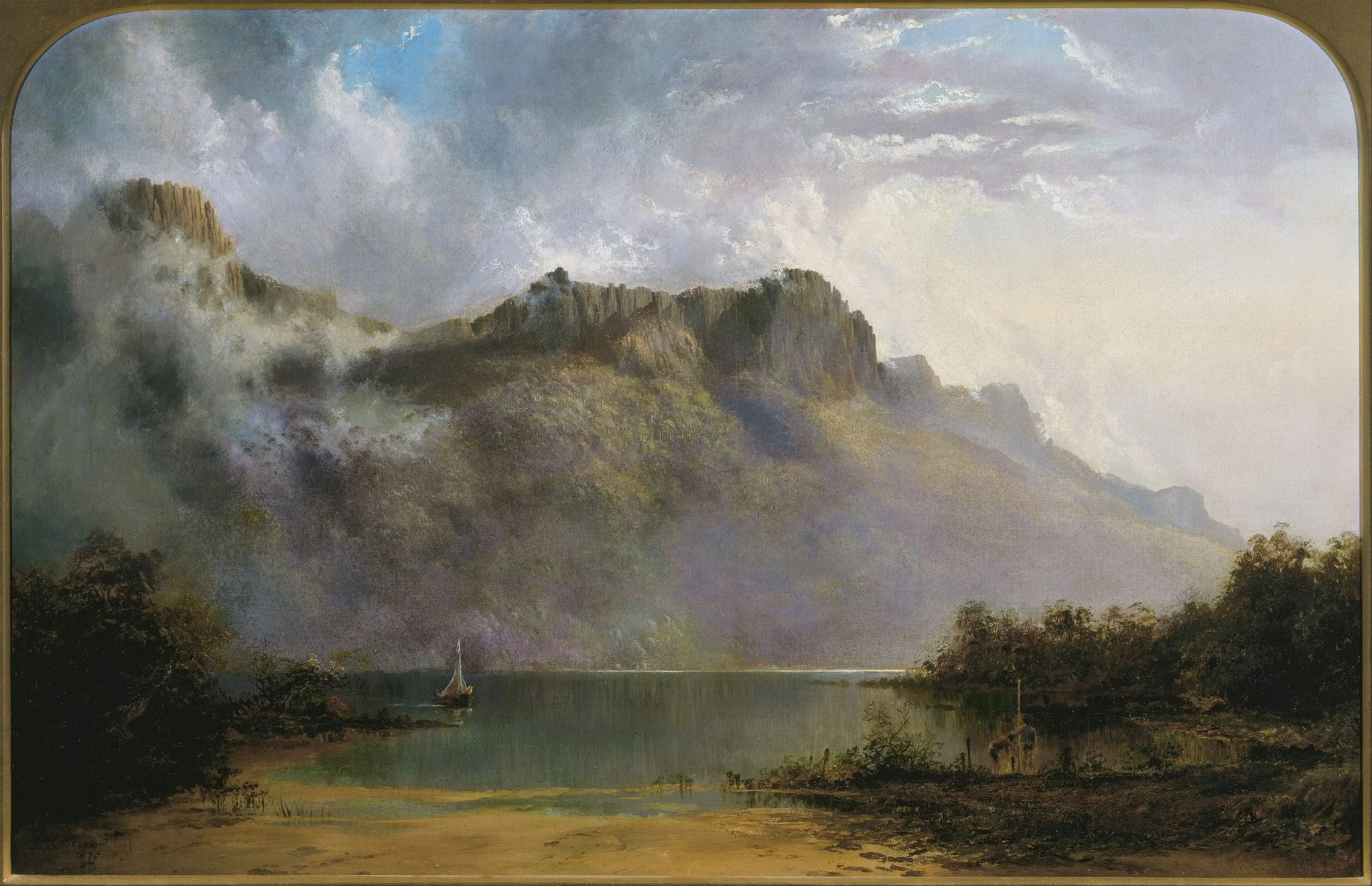 Mount Olympus, Lake St Clair, Tasmania, the source ..., by William Piguenit, oil, 1875