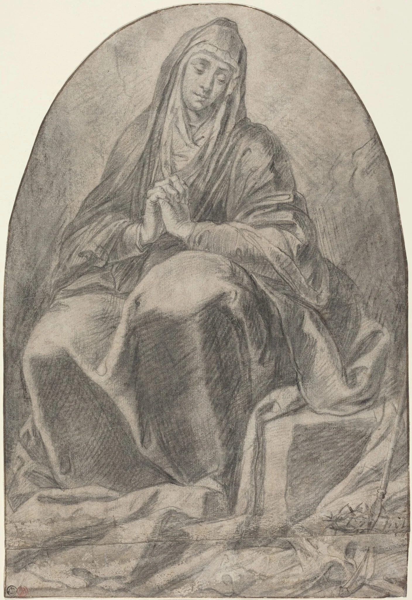 The Grieving Virgin Contemplating Instruments of the Passion