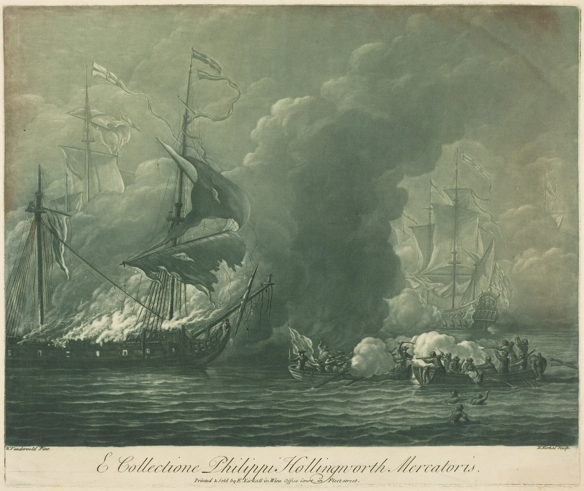 Shipping Scene from the Collection of Philip Hollingworth, by Elisha Kirkall, ink, 1724