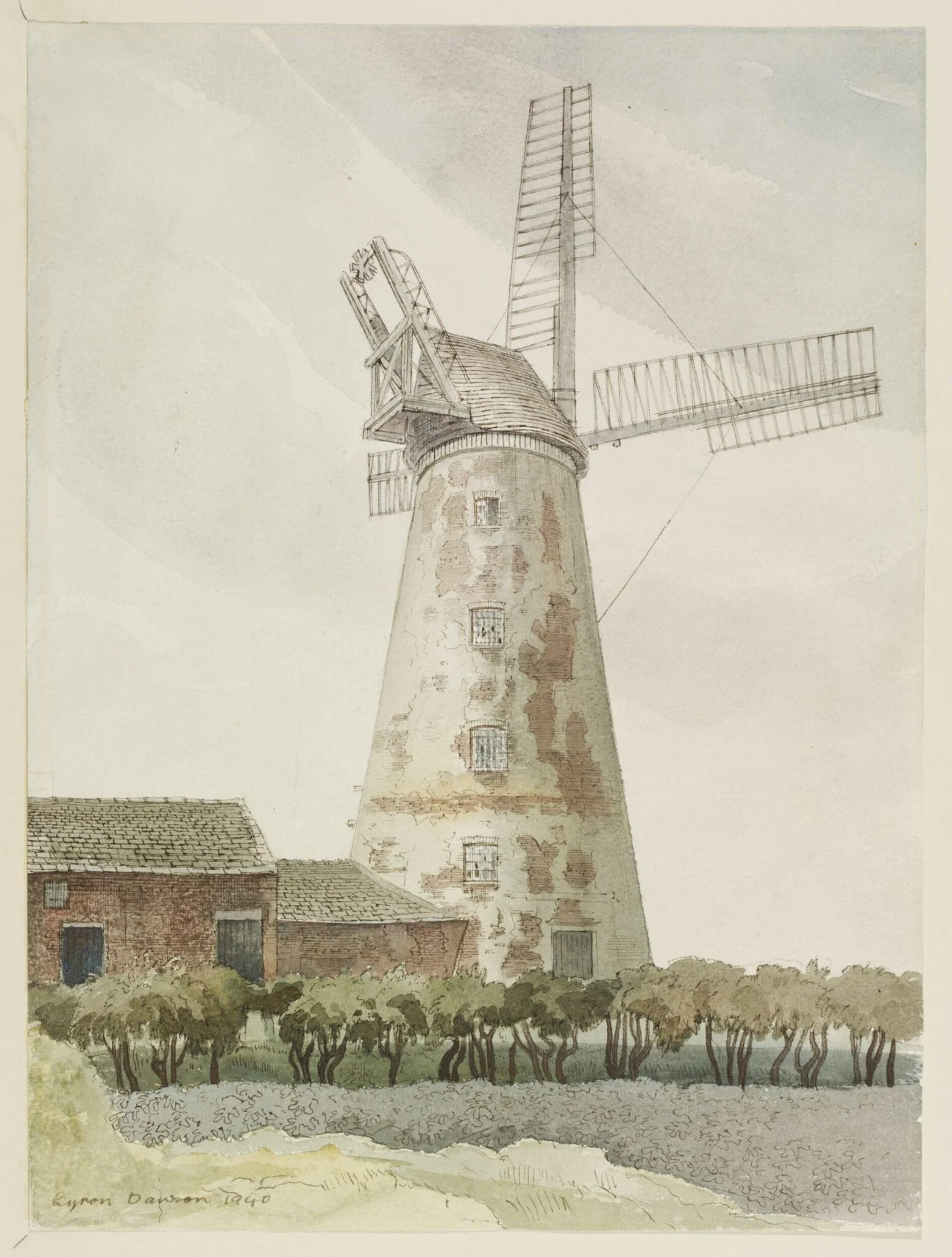 Clifton Mill, near Preston, by Dawson, watercolor, 1940