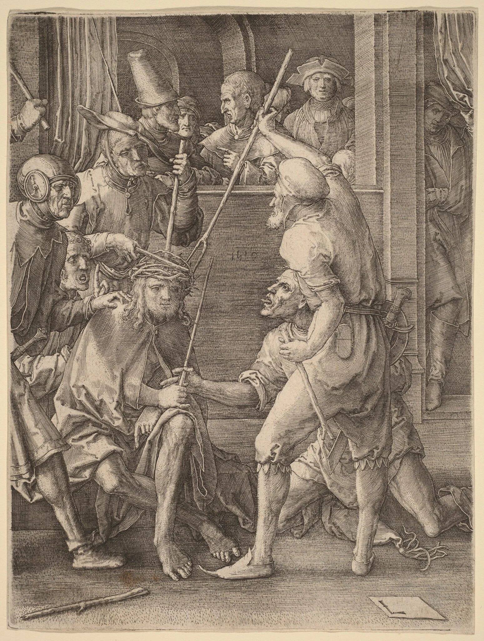 Christ Crowned with Thorns, by Lucas van Leyden, ink, 1519