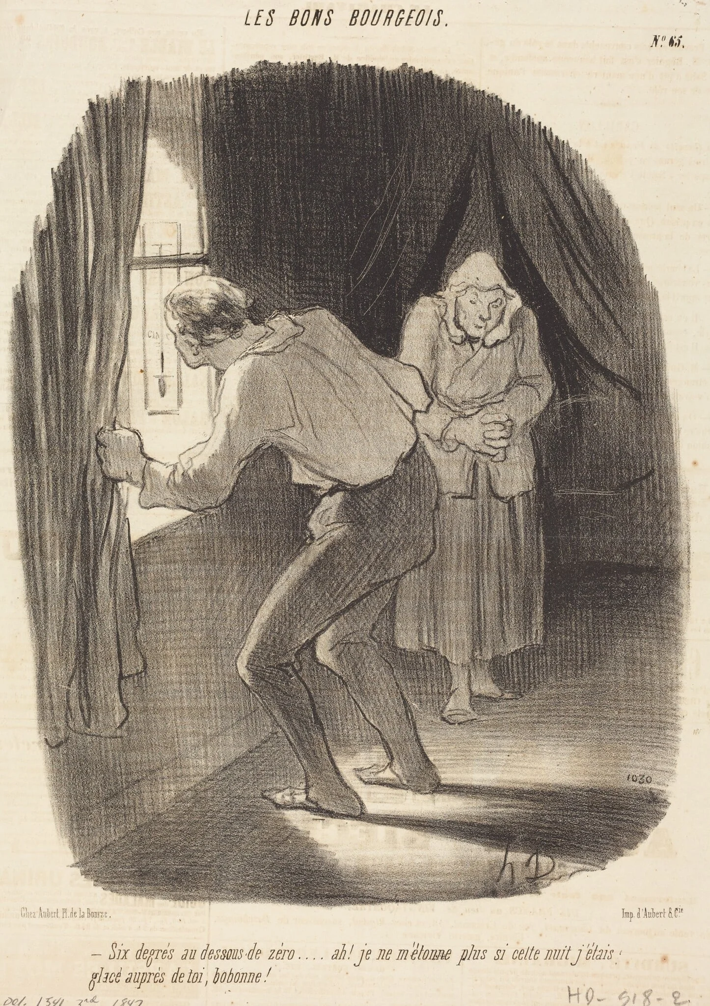 Six degrés au-dessous de zéro..., by Honoré Daumier, ink, 1847