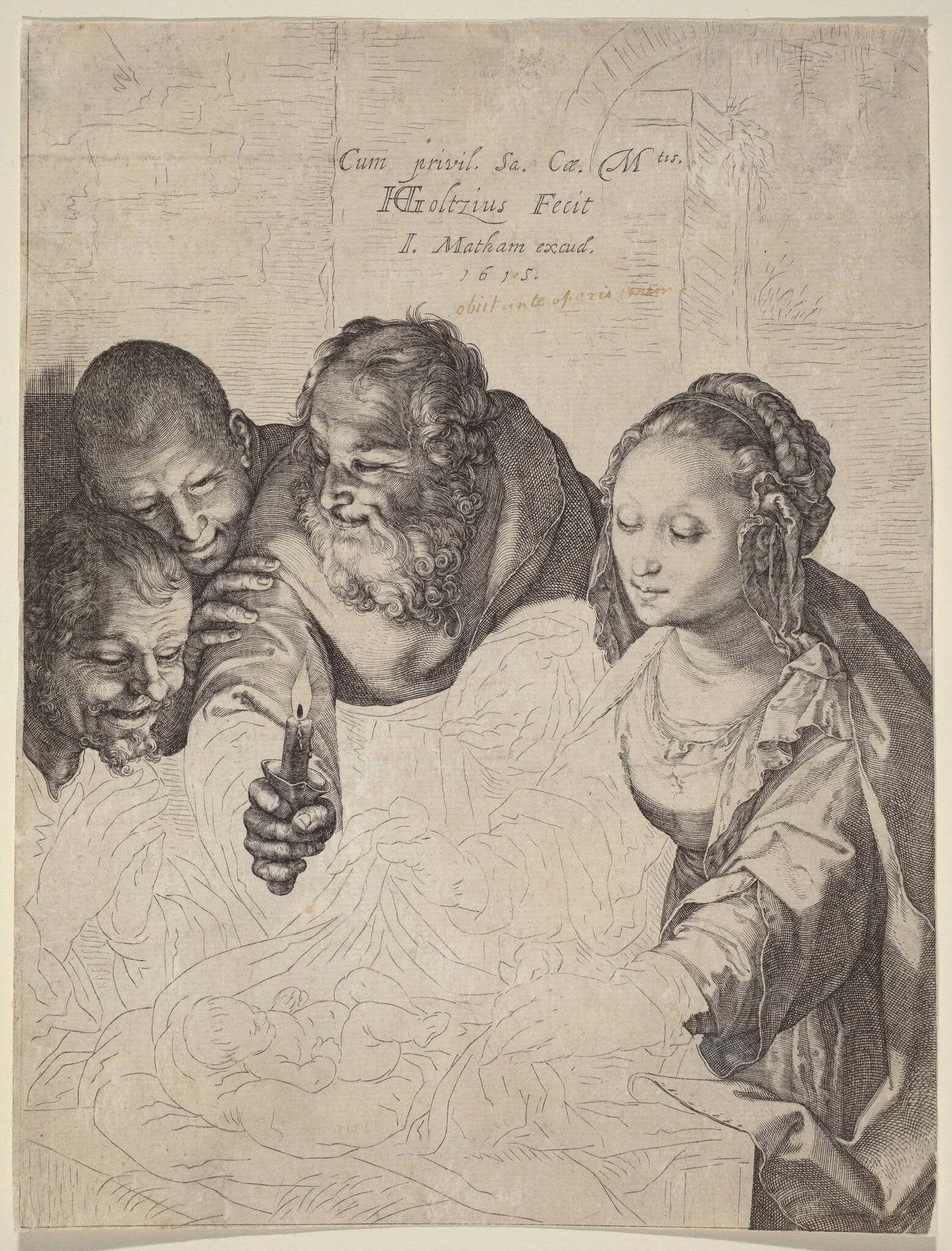 The Adoration of the Shepherds, by Hendrik Goltzius, ink, 1615