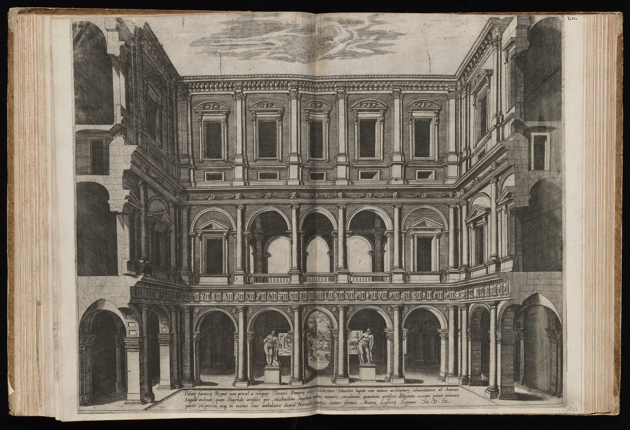 Section of the Courtyard of Palazzo Farnese, by Italian 16th Century, ink, 1560