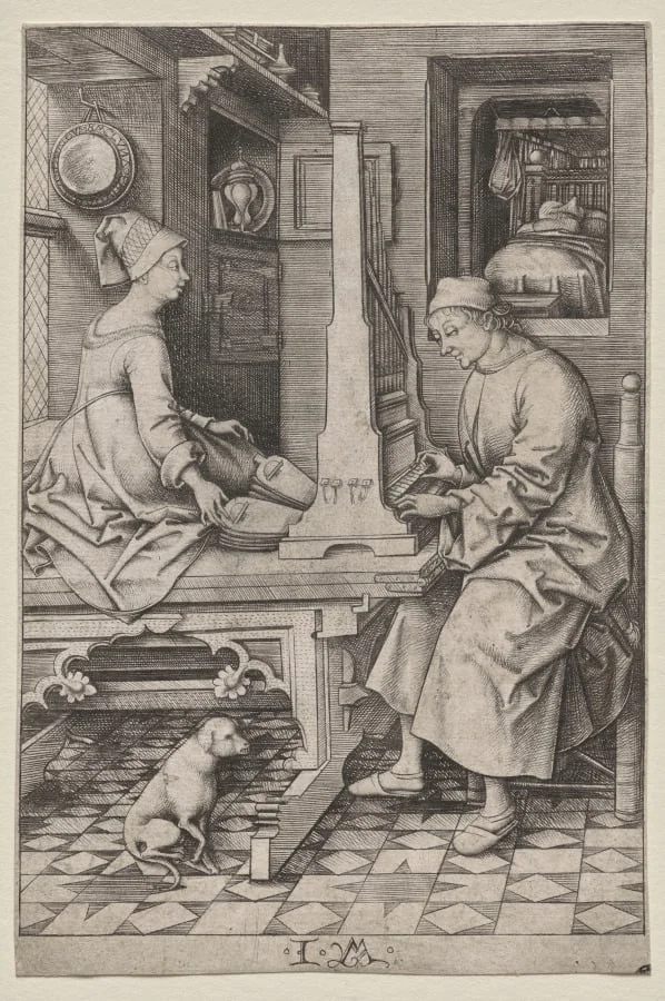 The Organ Player and His Wife, by Israhel van Meckenem, 1498