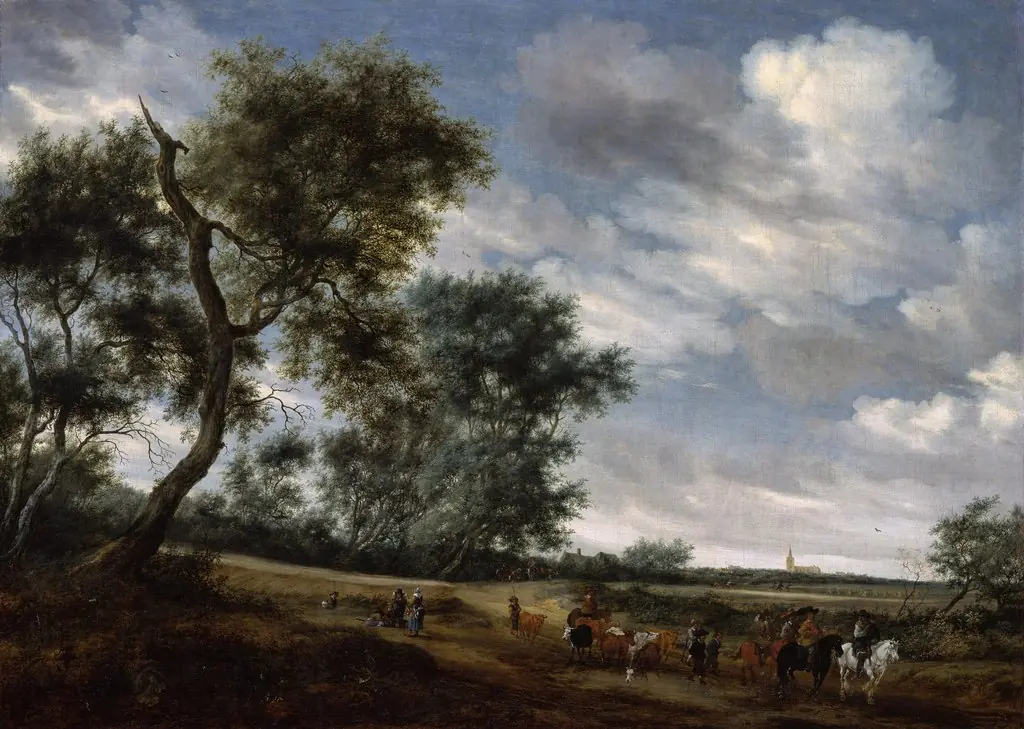 Landscape with robbers and their booty on a track