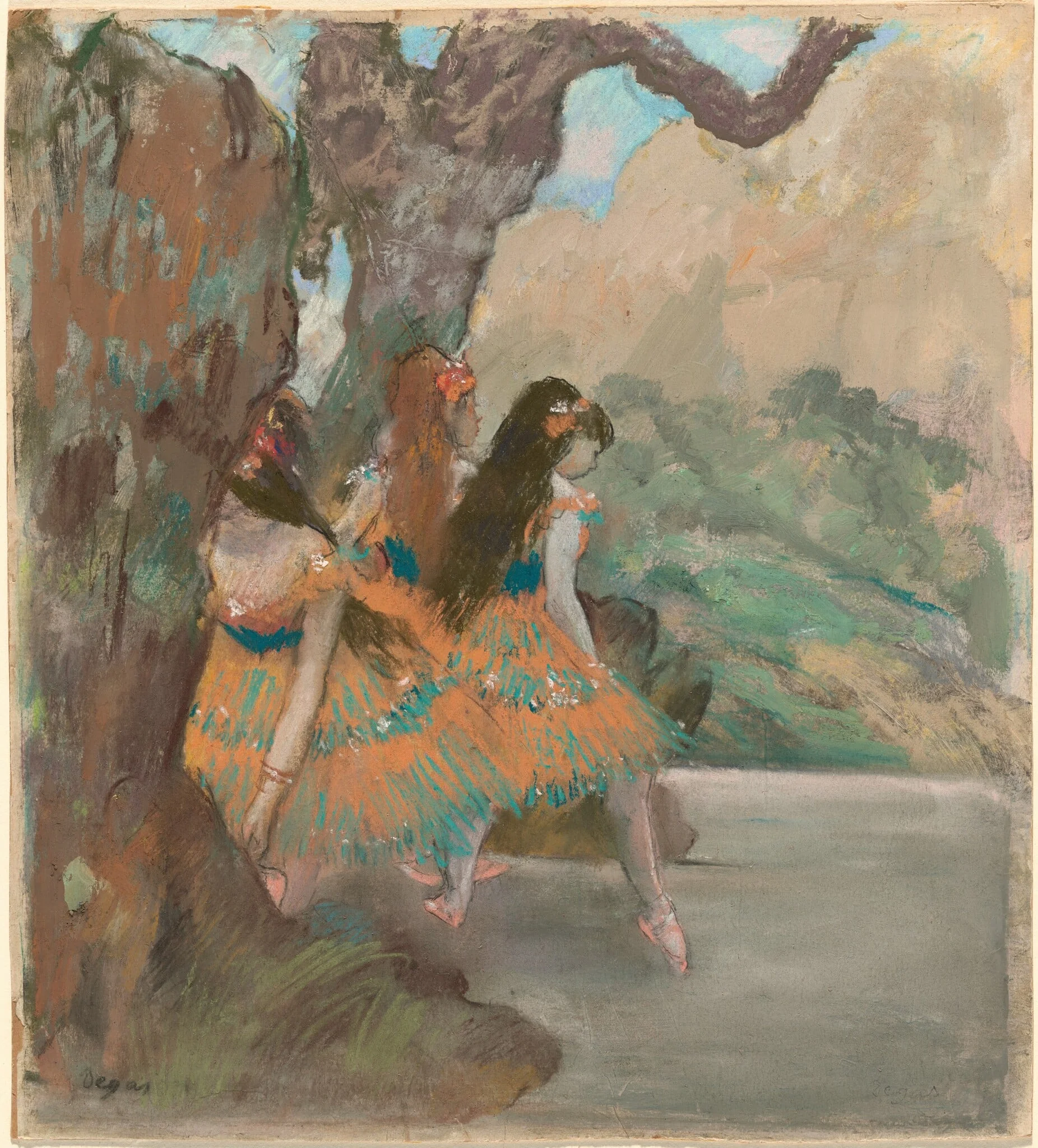 Ballet Dancers, by Edgar Degas, gouache, 1877
