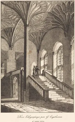 Man and Woman Descending Staircase