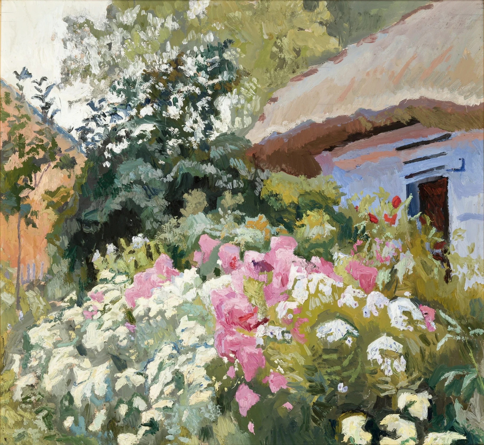 Flowers in Front of the Cottage, by Stanisław Kamocki, unspecified, 1905