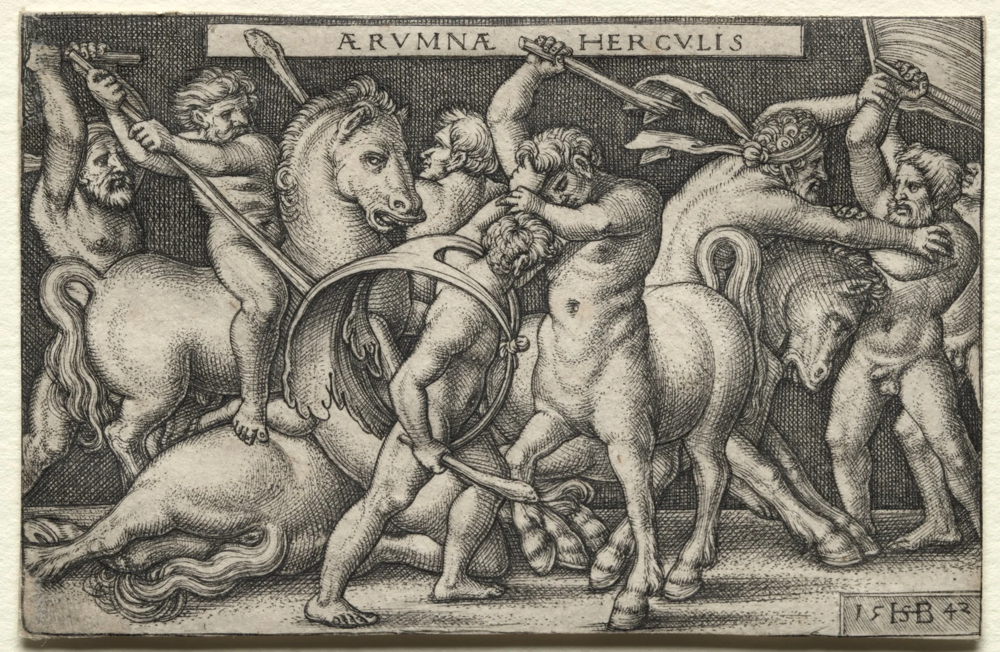 The Labors of Hercules: Hercules Defeating the Centaurs, by Sebald Beham, 1542