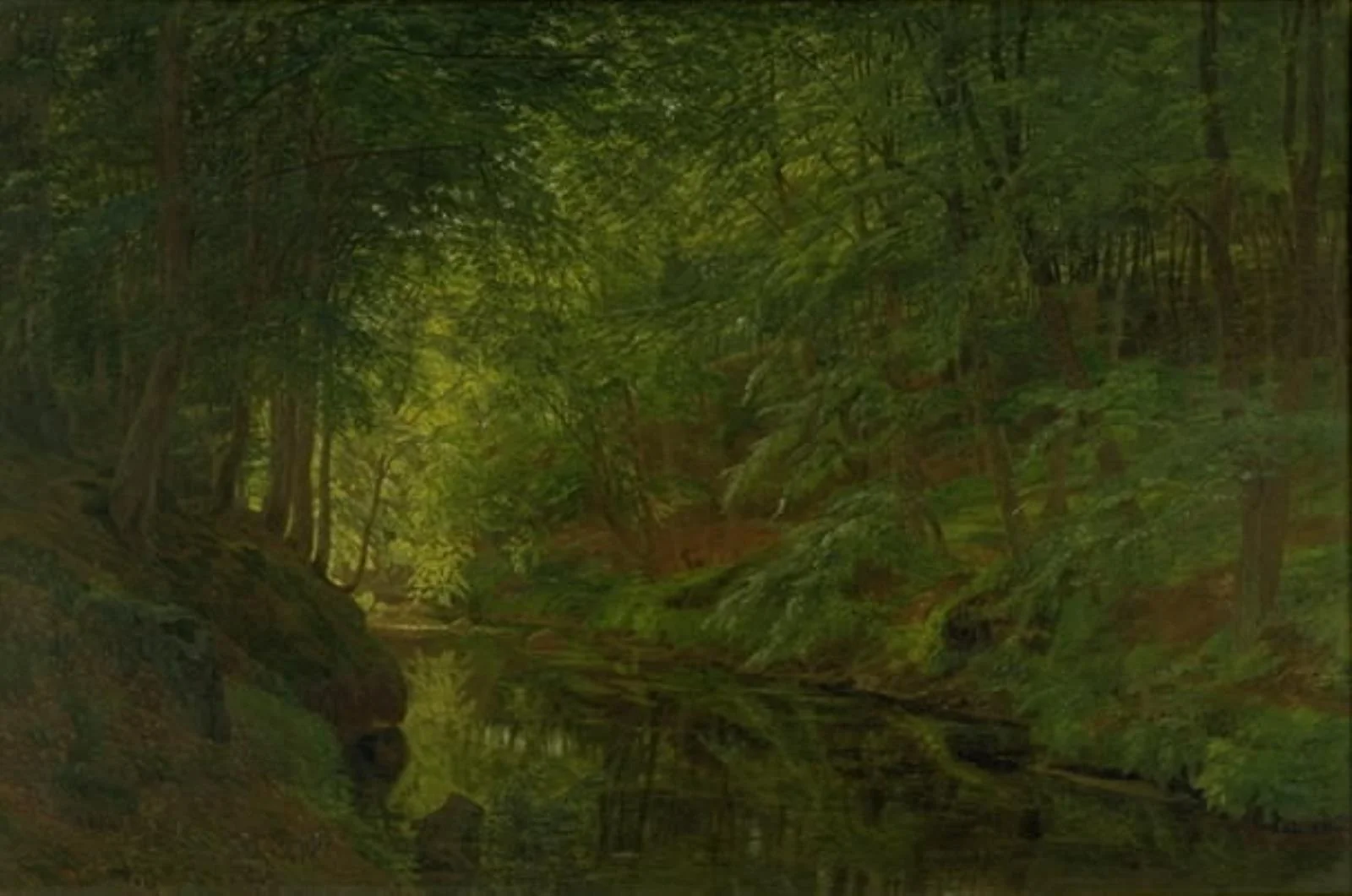 A Brook in Sæbygaard Wood, Vendsyssel, Jutland, by Godtfred Rump, oil, 1854