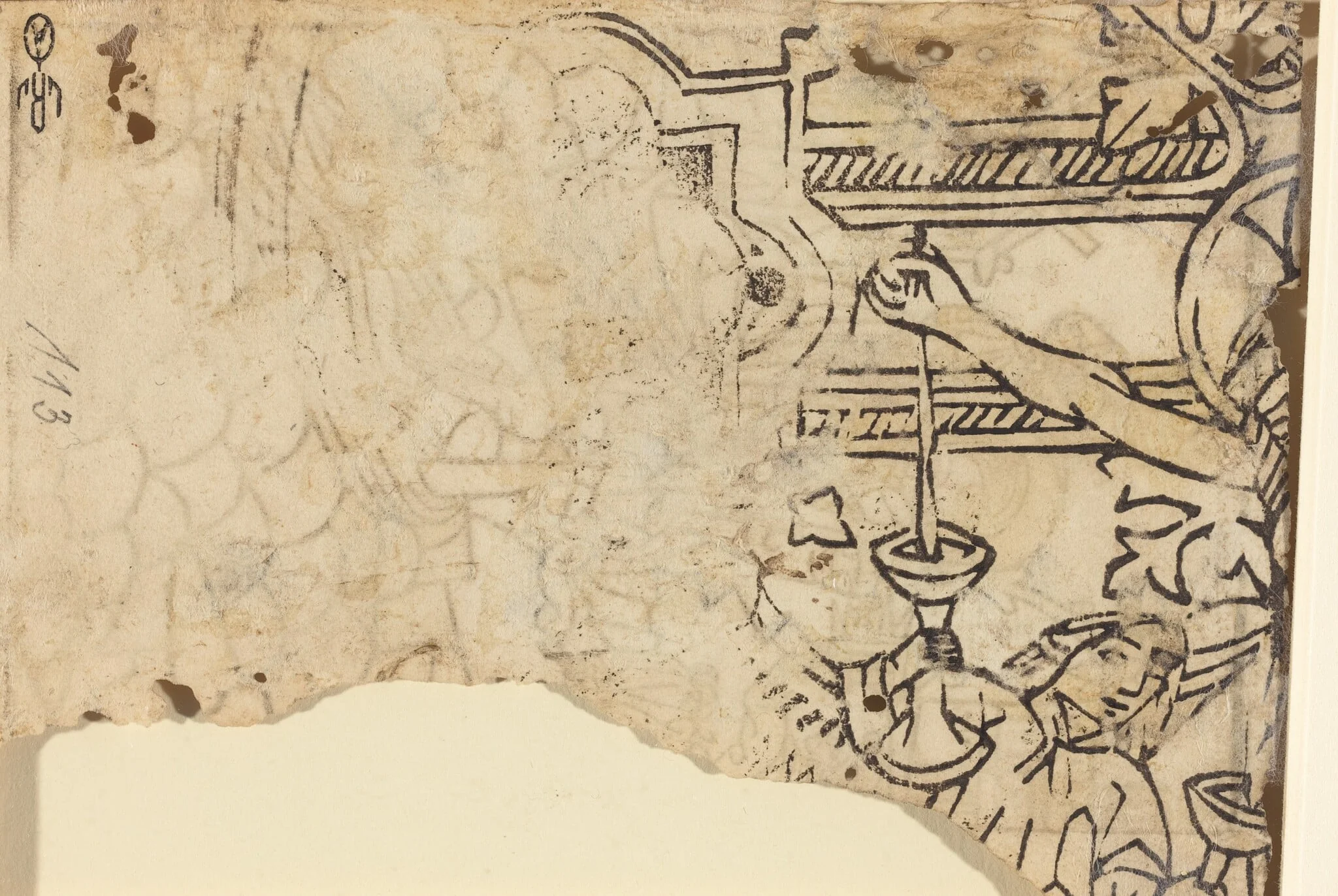 Christ on a Goldsmith's Cross, by French 15th Century, ink, 1460