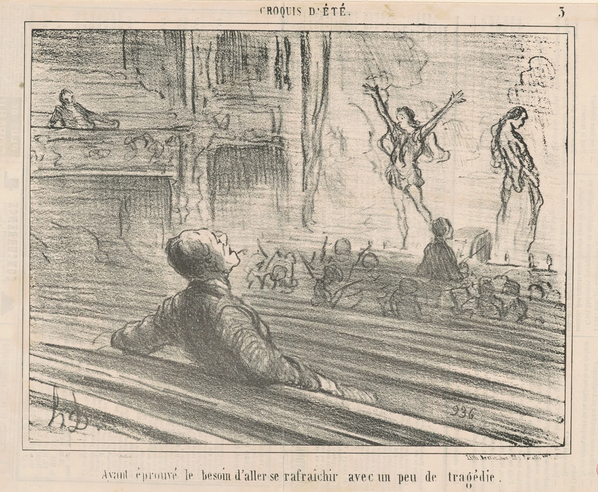 Ayant éprouvé le besoin de se rafraichir avec ..., by Honoré Daumier, ink, 1856