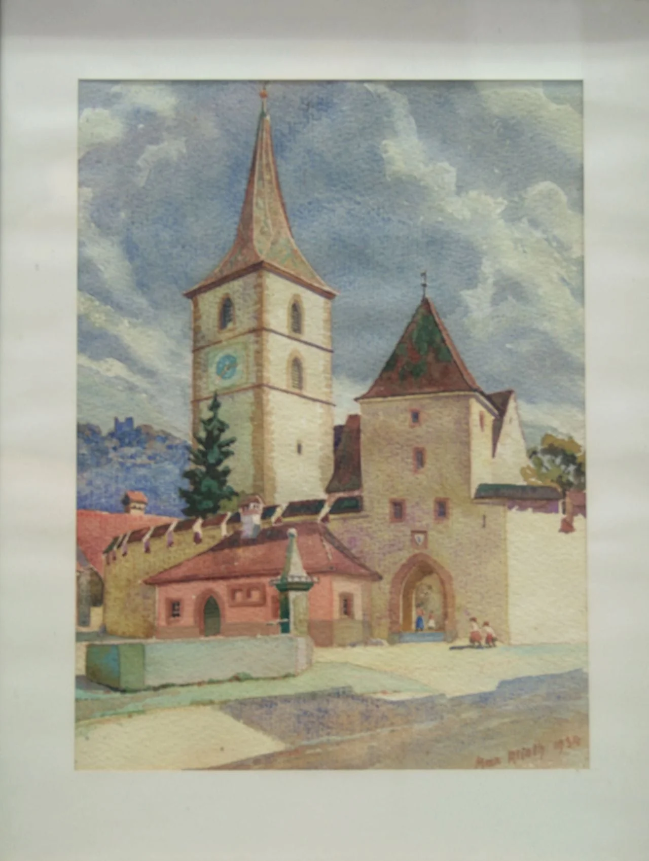 Max Alioth - Malerei, Aquarell Dorfkirche St. Arbogast, by Max Alioth, unspecified, 1934