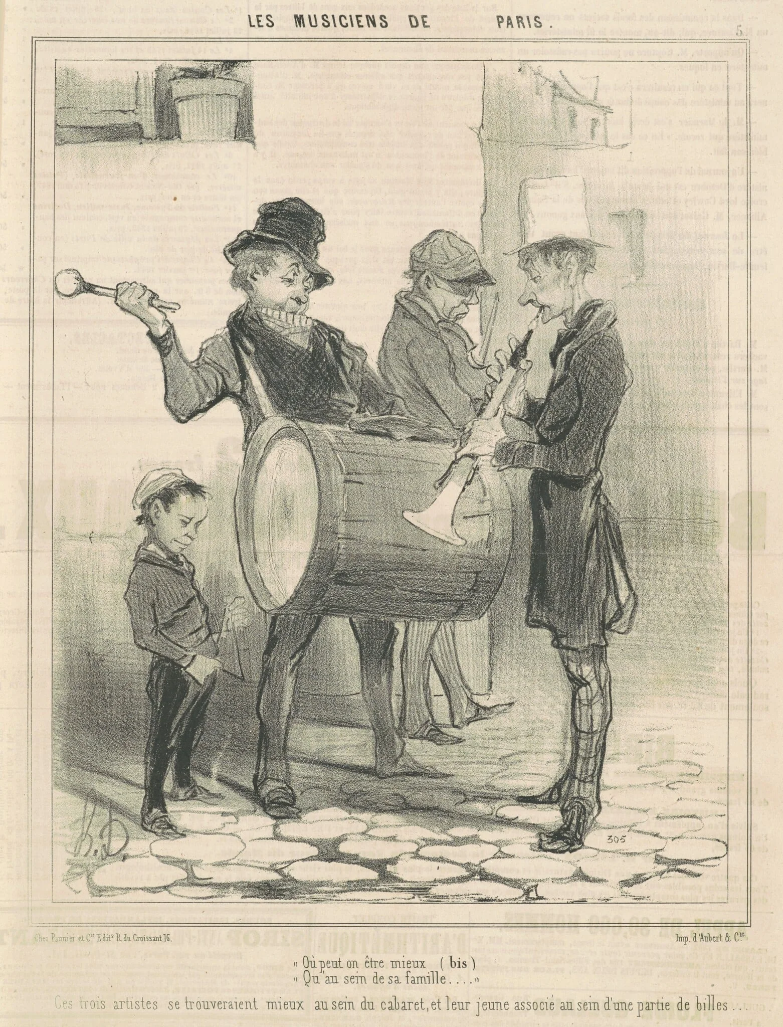 Ou peut on être mieux ..., by Honoré Daumier, ink, 1841
