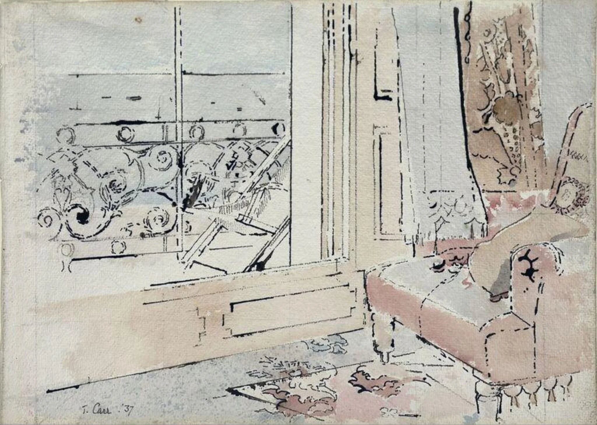 Dover Balcony, by Tom Carr, watercolor, 1937