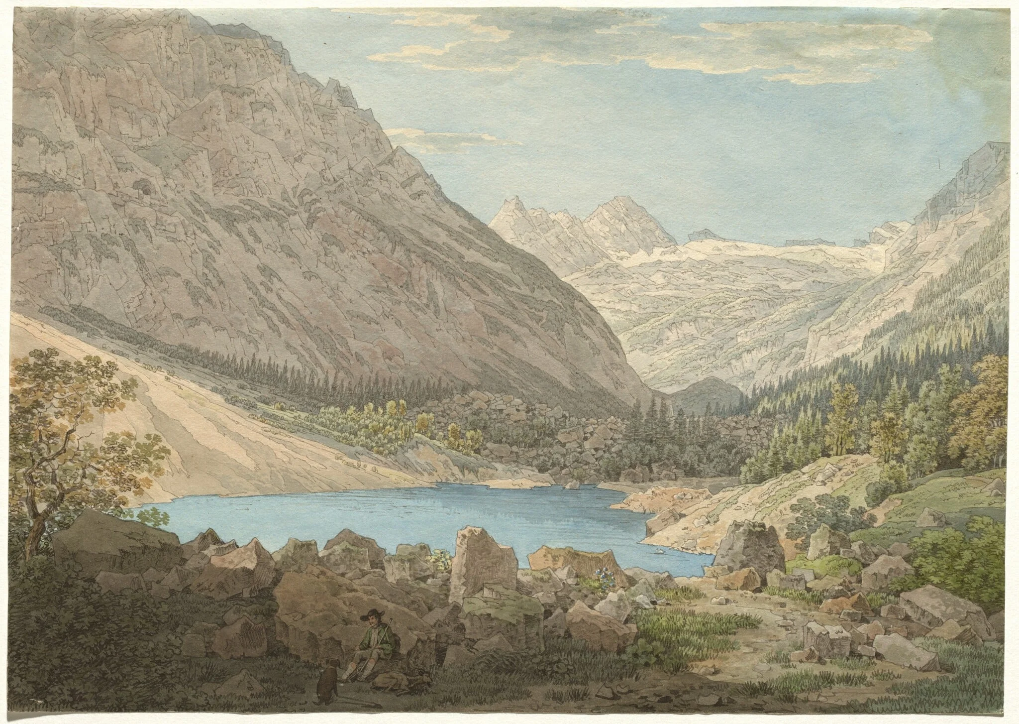 "The Blue Pool" in the Rein Valley near Garmisch, by Max Joseph Wagenbauer, graphite, 1806