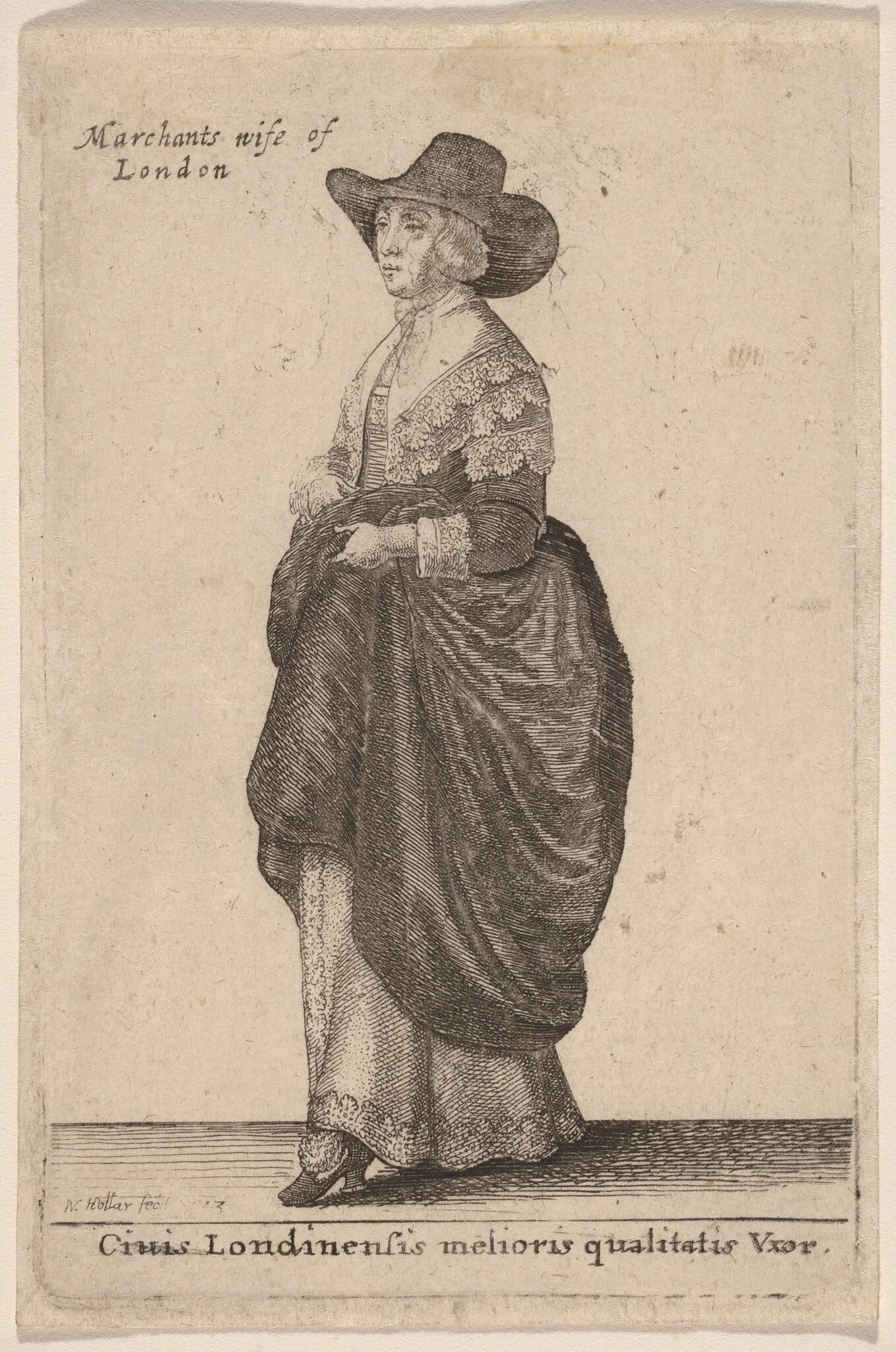 Ciuis Londinensis Melioris Qualitatis Vxor, by Wenceslaus Hollar, ink, 1643