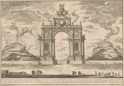 The Prima Macchina for the Chinea of 1756: A Triumphal Arch between Mount Etna and Mount Vesuvius