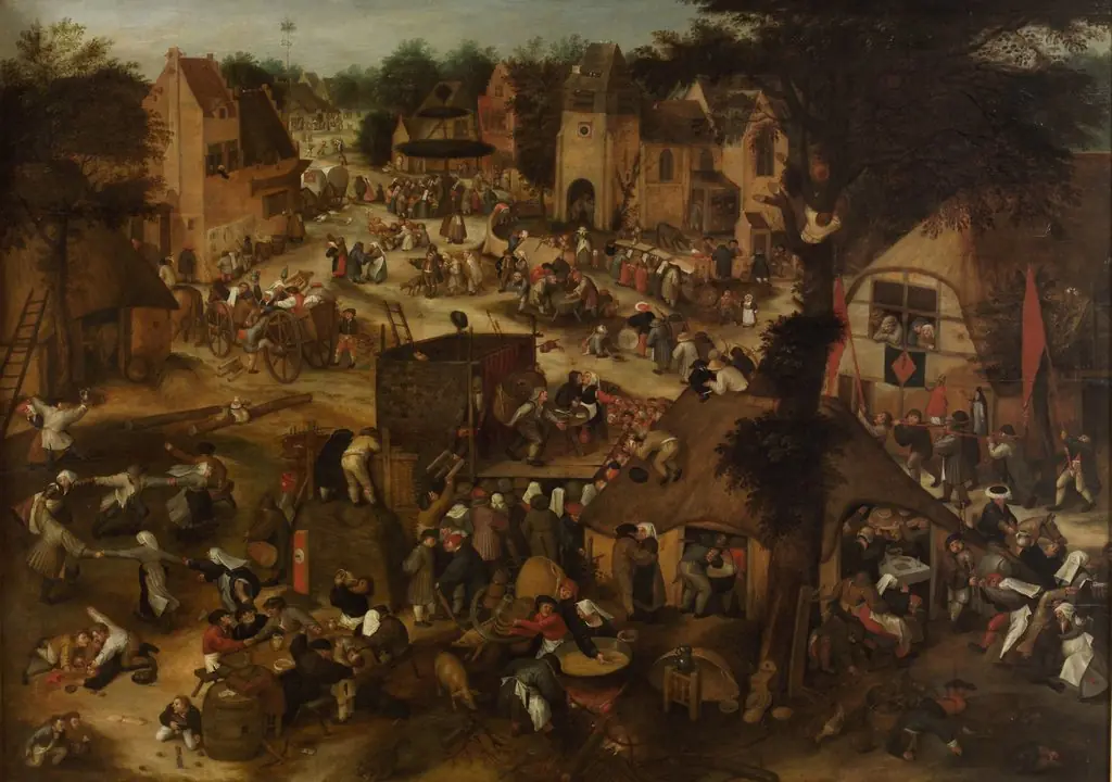 Performance of the farce 'Een Cluyte van Plaeyerwater' (A Clod from Plaeyerwater) at a Flemish Kermis
