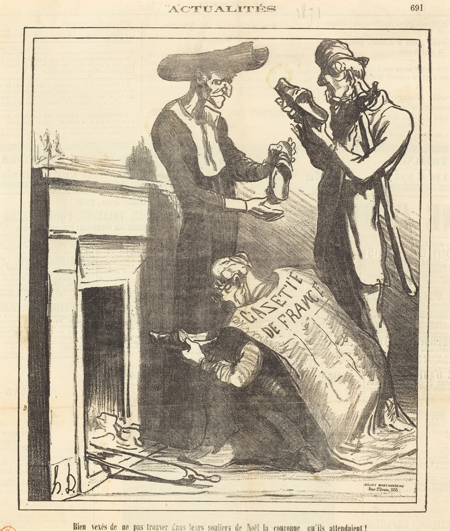 Bien vexés de ne pas trouver... la couronne..., by Honoré Daumier, 1871