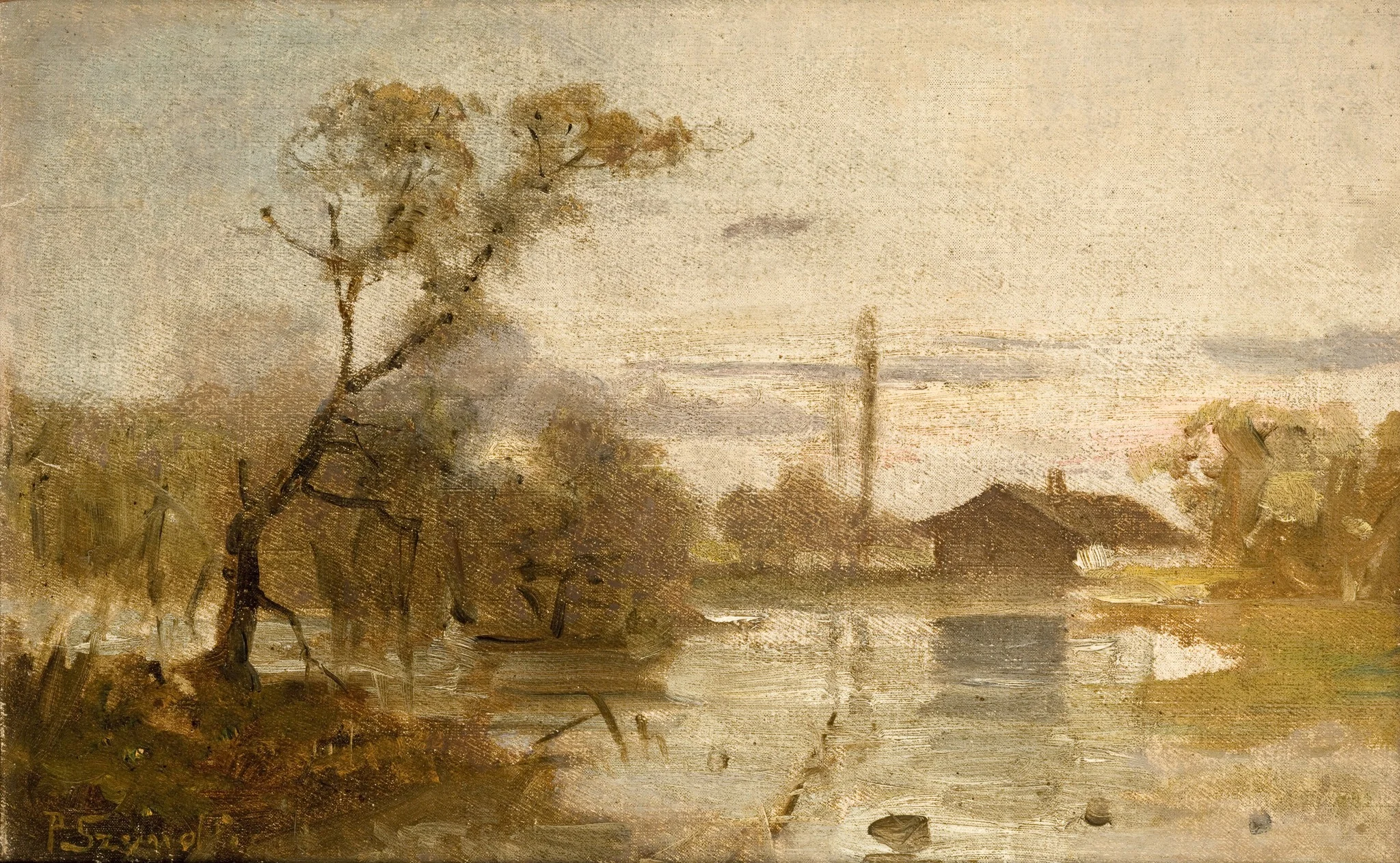 Landscape, by Pantaleon Szyndler, oil, 1885