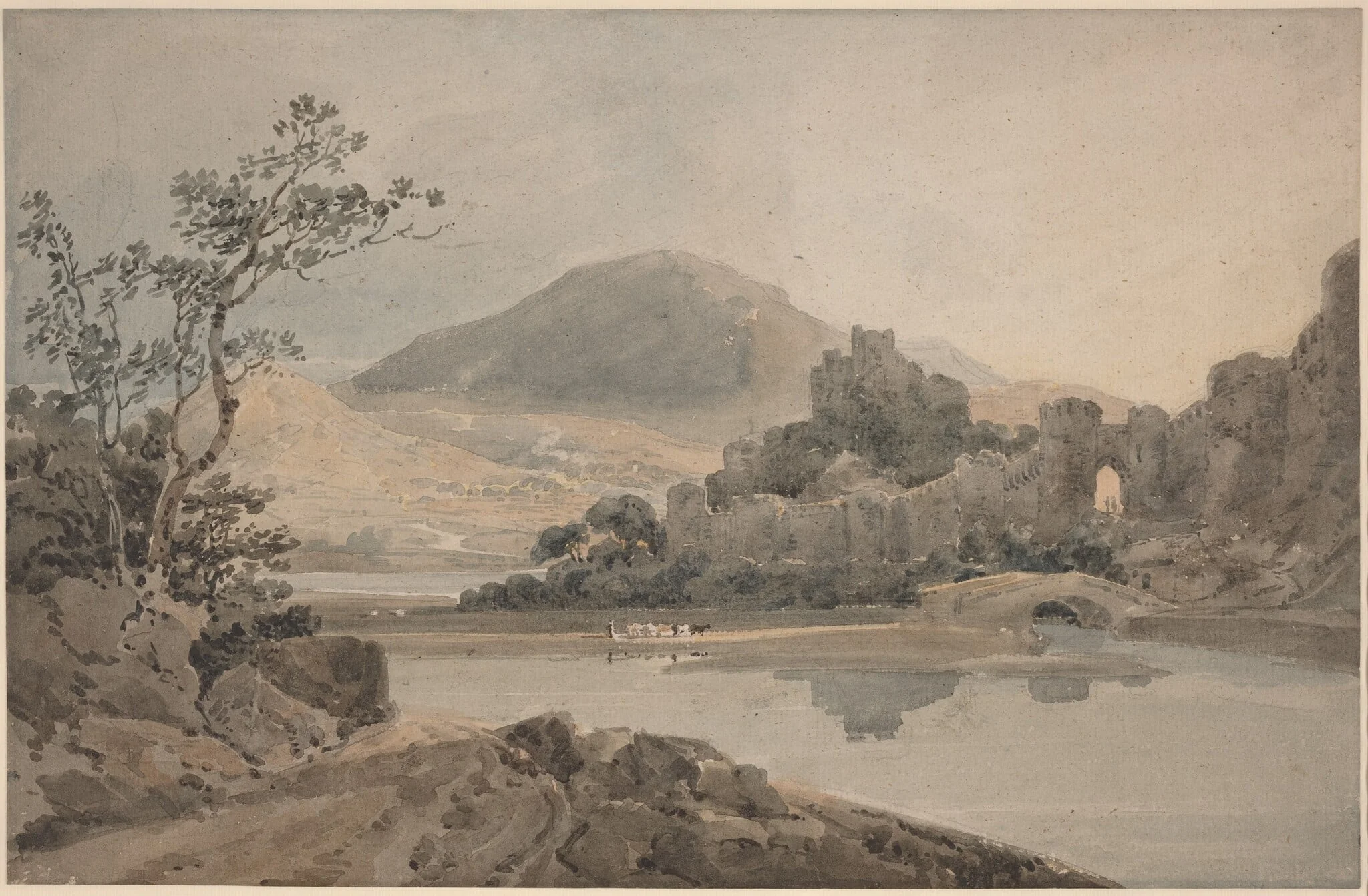 Conwy Castle, North Wales, by Thomas Girtin, graphite, 1800