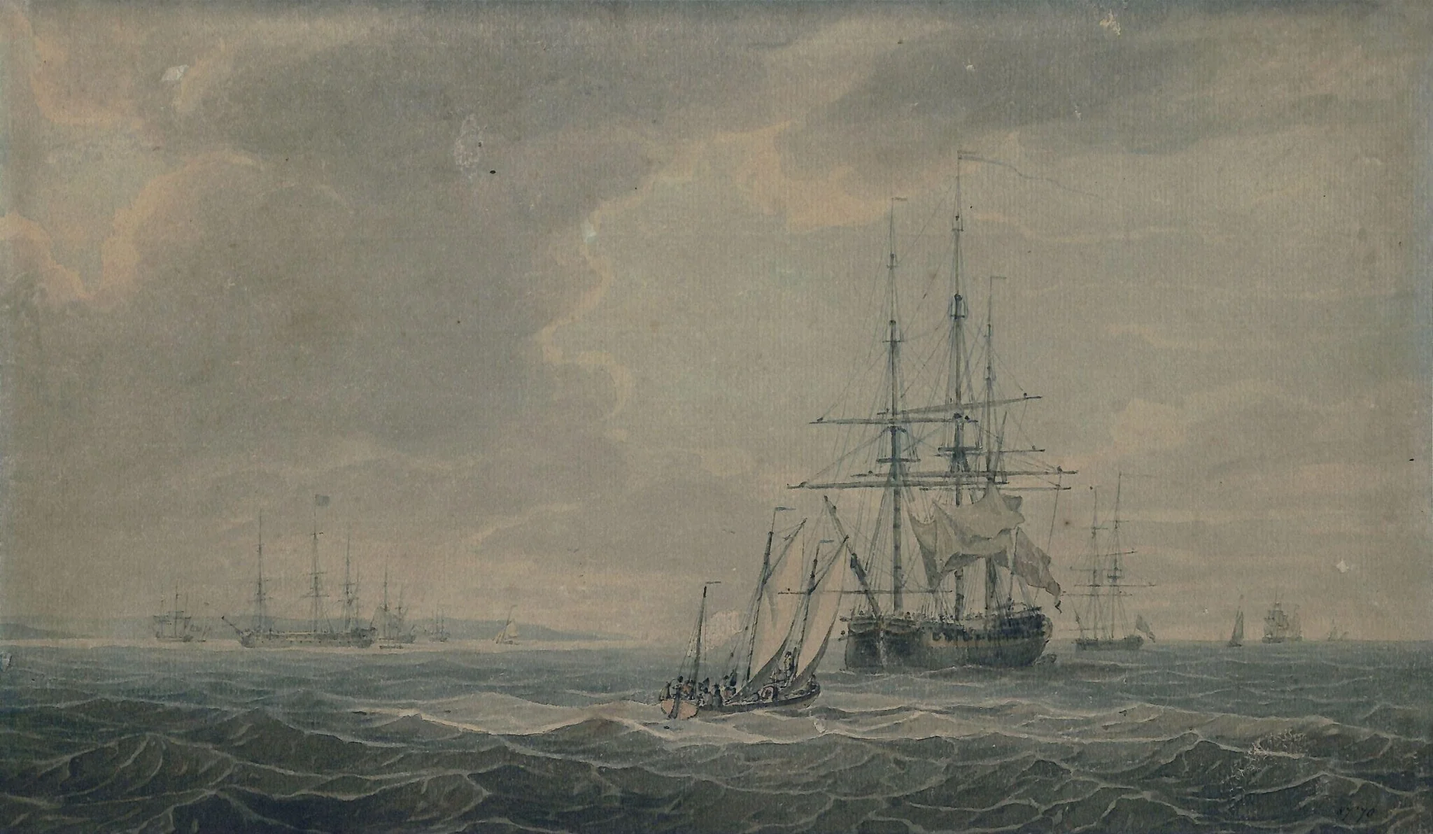 Shipping, by William Alexander, watercolor, 1790