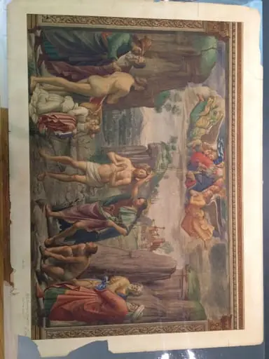 Watercolour, copy after the Baptism of Christ, Domenico Ghirlandaio in the Tornabuoni Chapel, Santa Maria Novella (Florence)