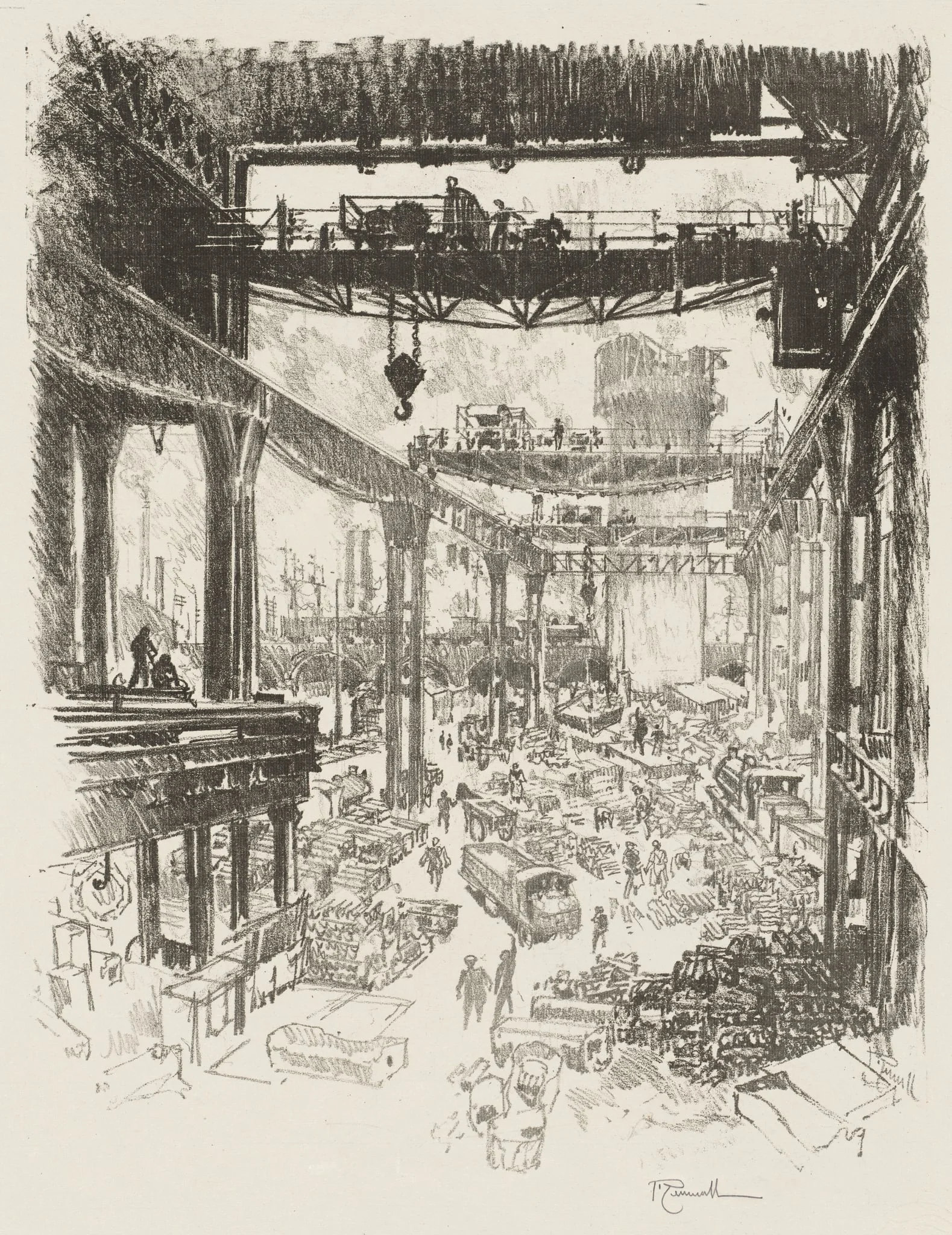 English War Work:  The Great Tower, Pig Iron, by Joseph Pennell, 1916