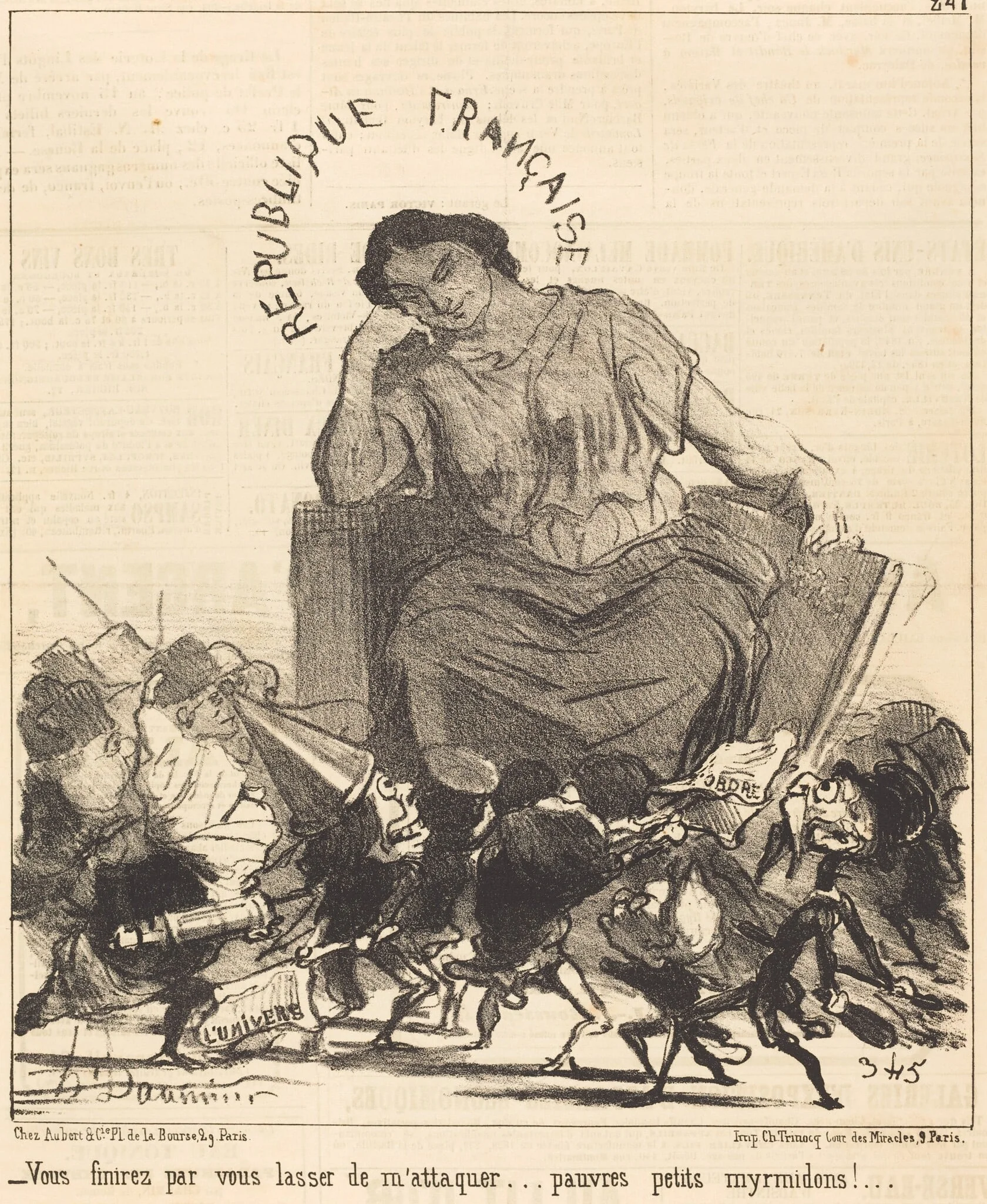 Vous finirez par vous lasser de m'attaquer..., by Honoré Daumier, ink, 1851