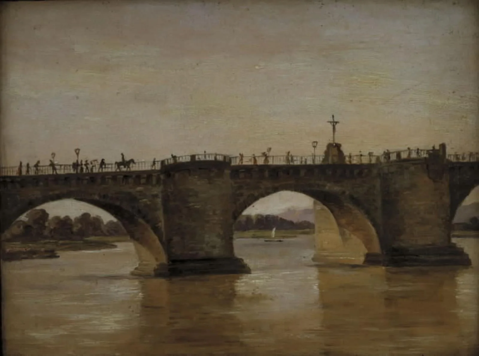 The Augustus Bridge in Dresden, by Unknown, 1834