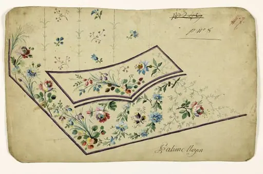 Composition de guirlandes de fleurs et de feuilles, projets de broderies de gilet, XVIIIème siècle