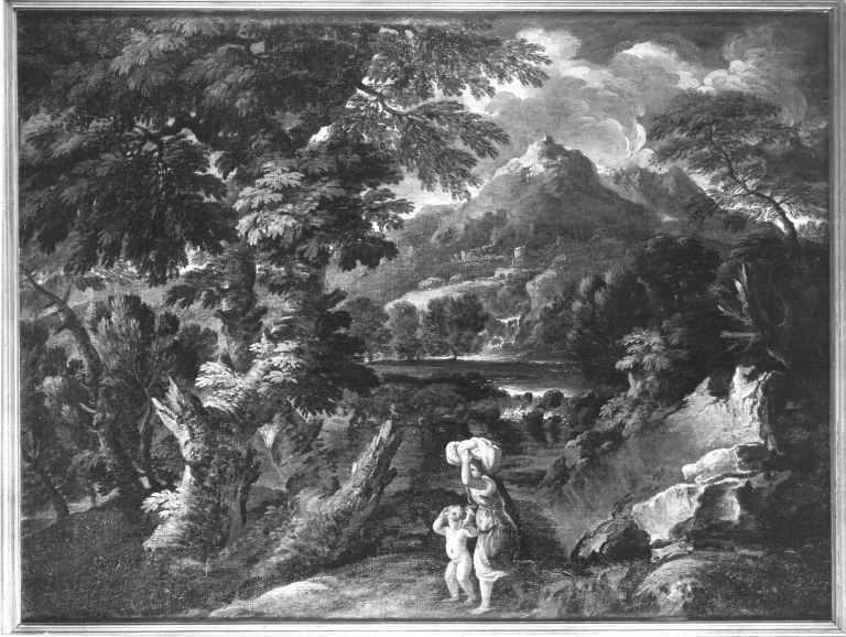 Gebirgslandschaft mit Hagar und Ismael, by Bartolommeo Torregiani, unspecified, 1640