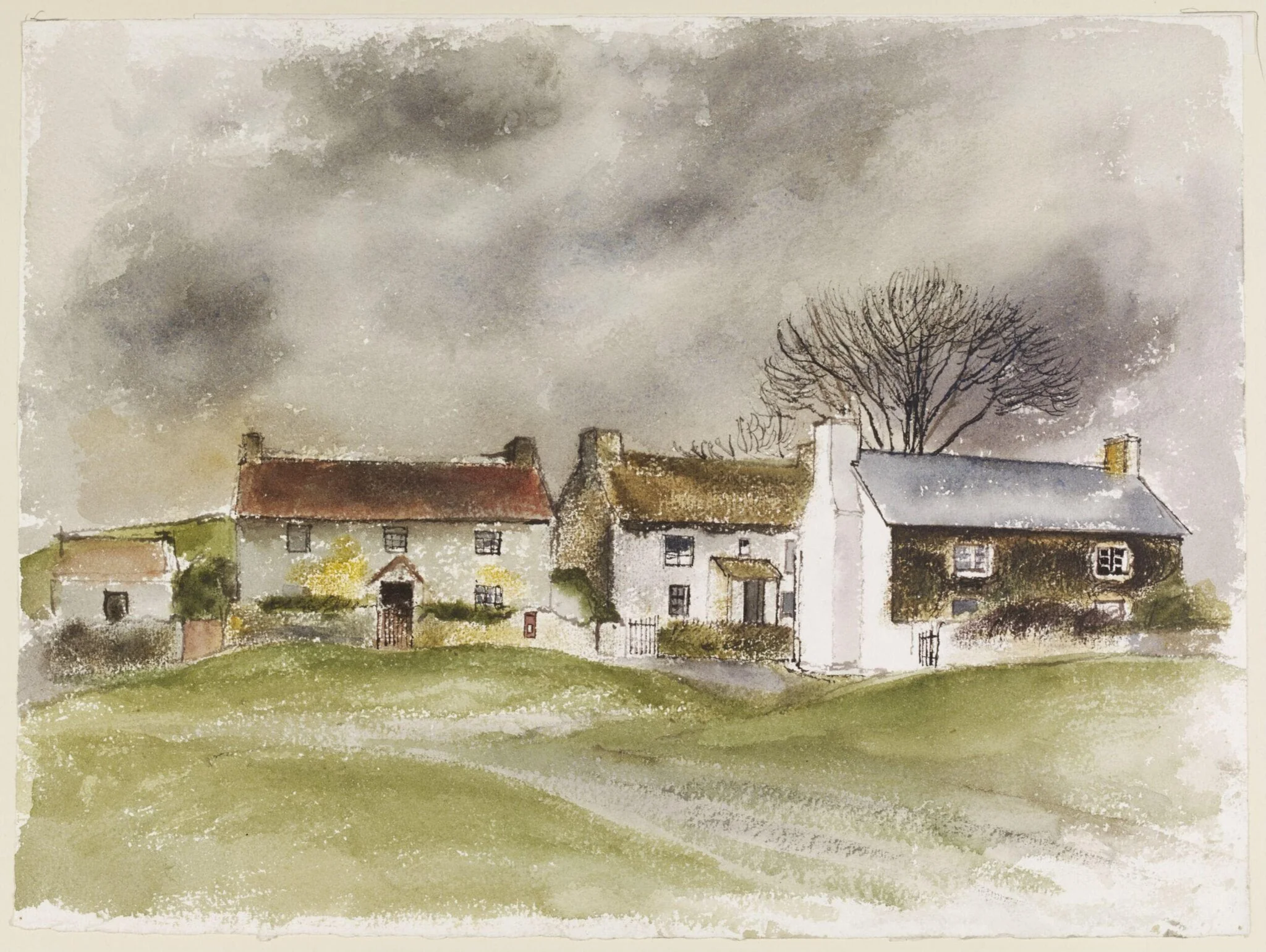 Penrice Village, Gower, Glamorganshire, by Mona Moore, watercolor, 1940