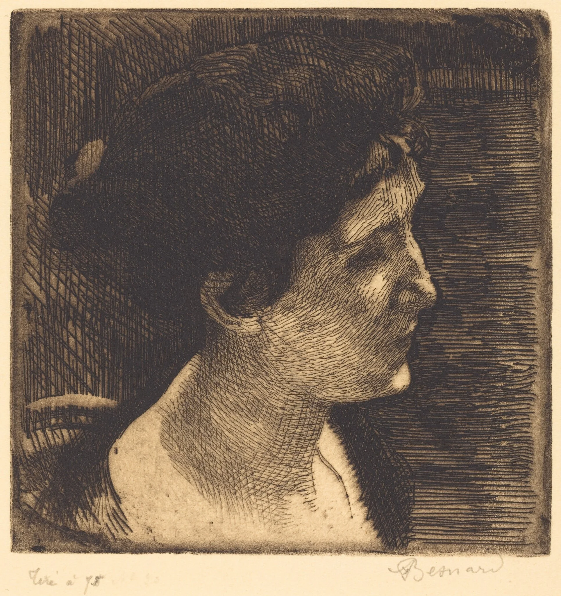 Woman in Full Profile (Grand profil de femme), by Paul-Albert Besnard, ink, 1892