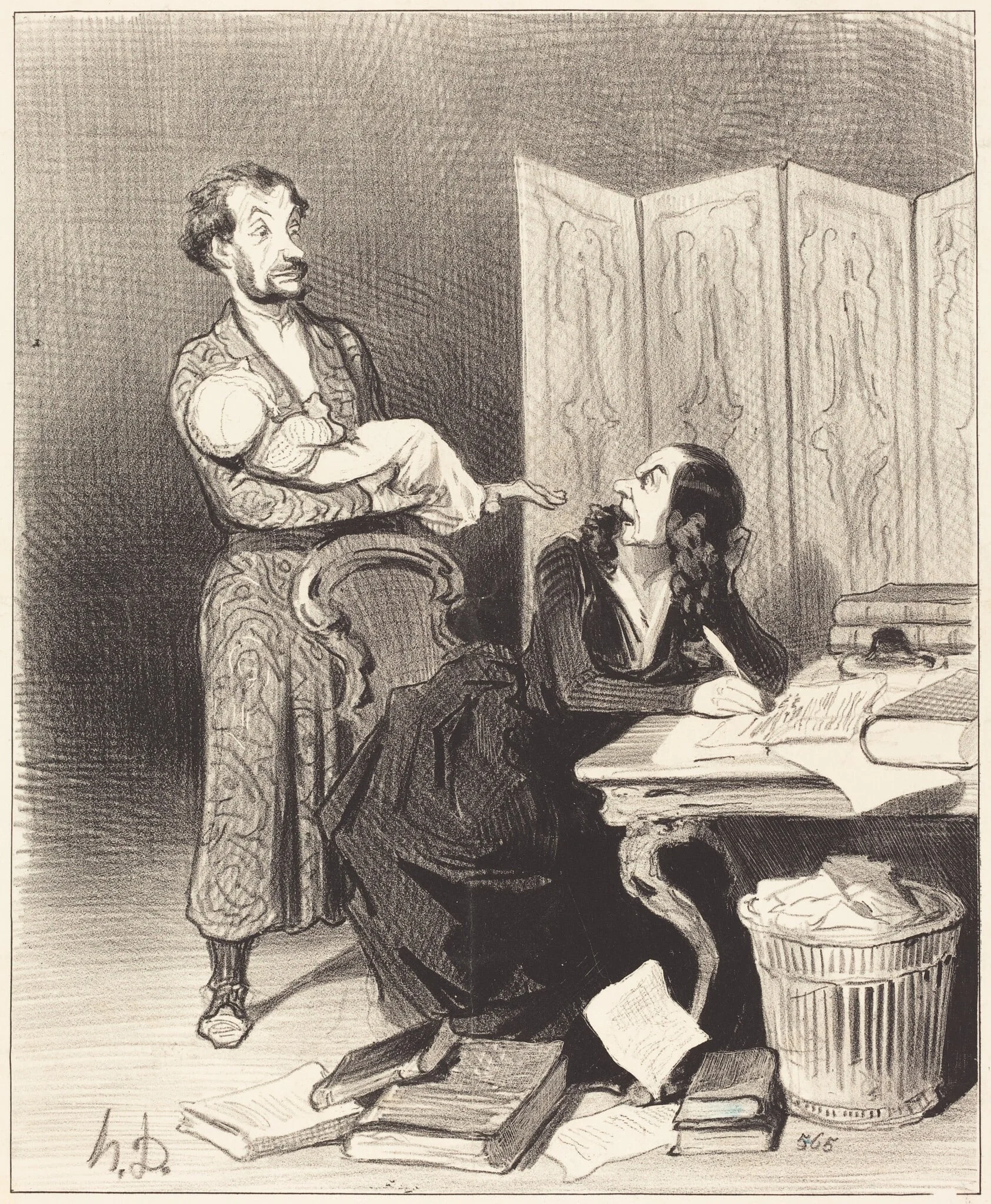 Emportez donc ça plus loin... impossible de travailler..., by Honoré Daumier, ink, 1844