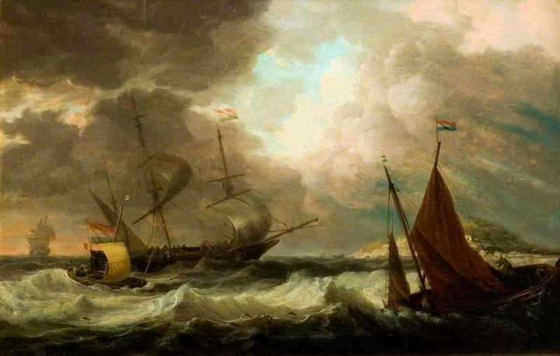 Ships in a Gale, by Dominic Serres, oil, 1770