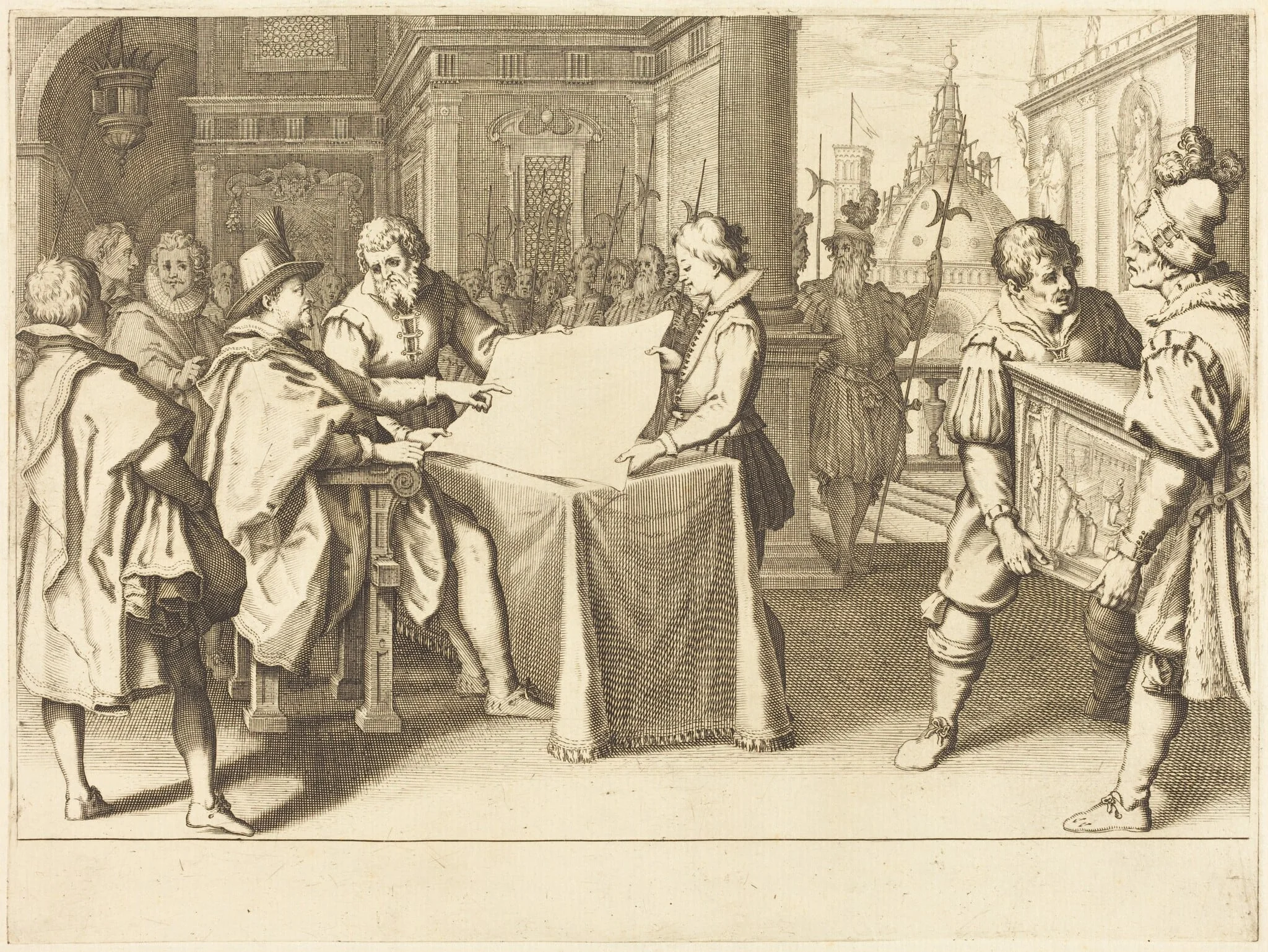 Restoration of the Duomo, Florence, by Jacques Callot, ink, 1614