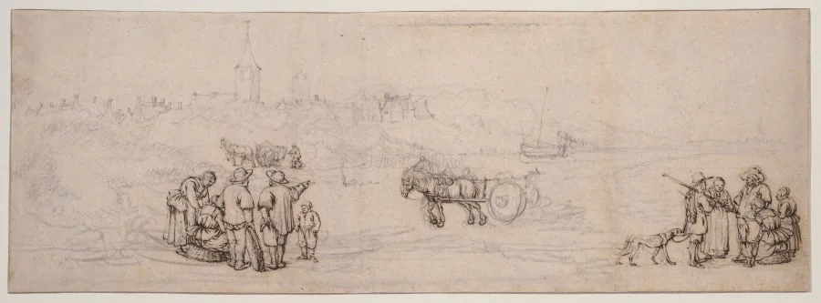 Dune Scene with Peasant Figures, by Willem van de Velde the Younger, 1654