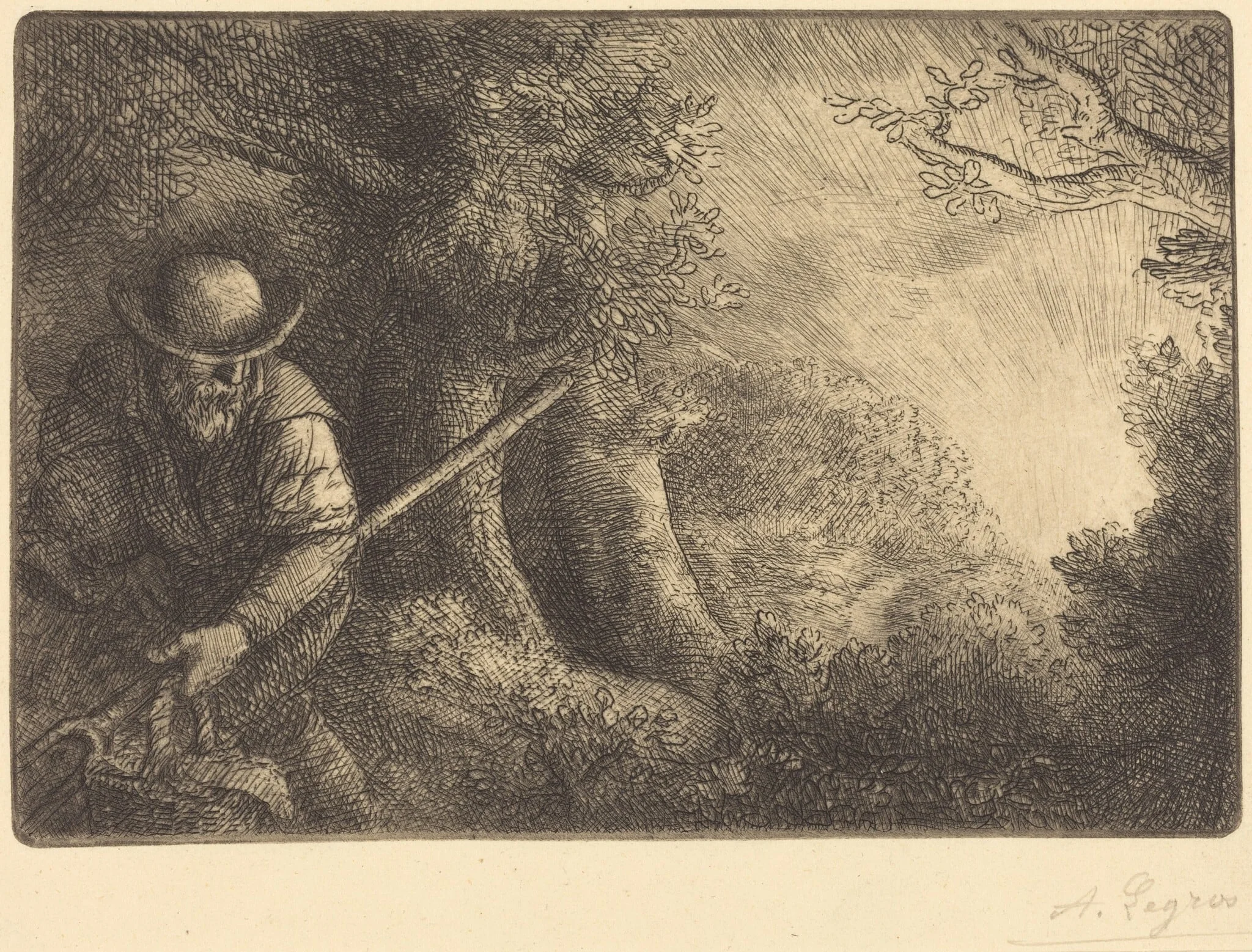 The Gardener (Le jardinier), by Alphonse Legros, ink, 1874