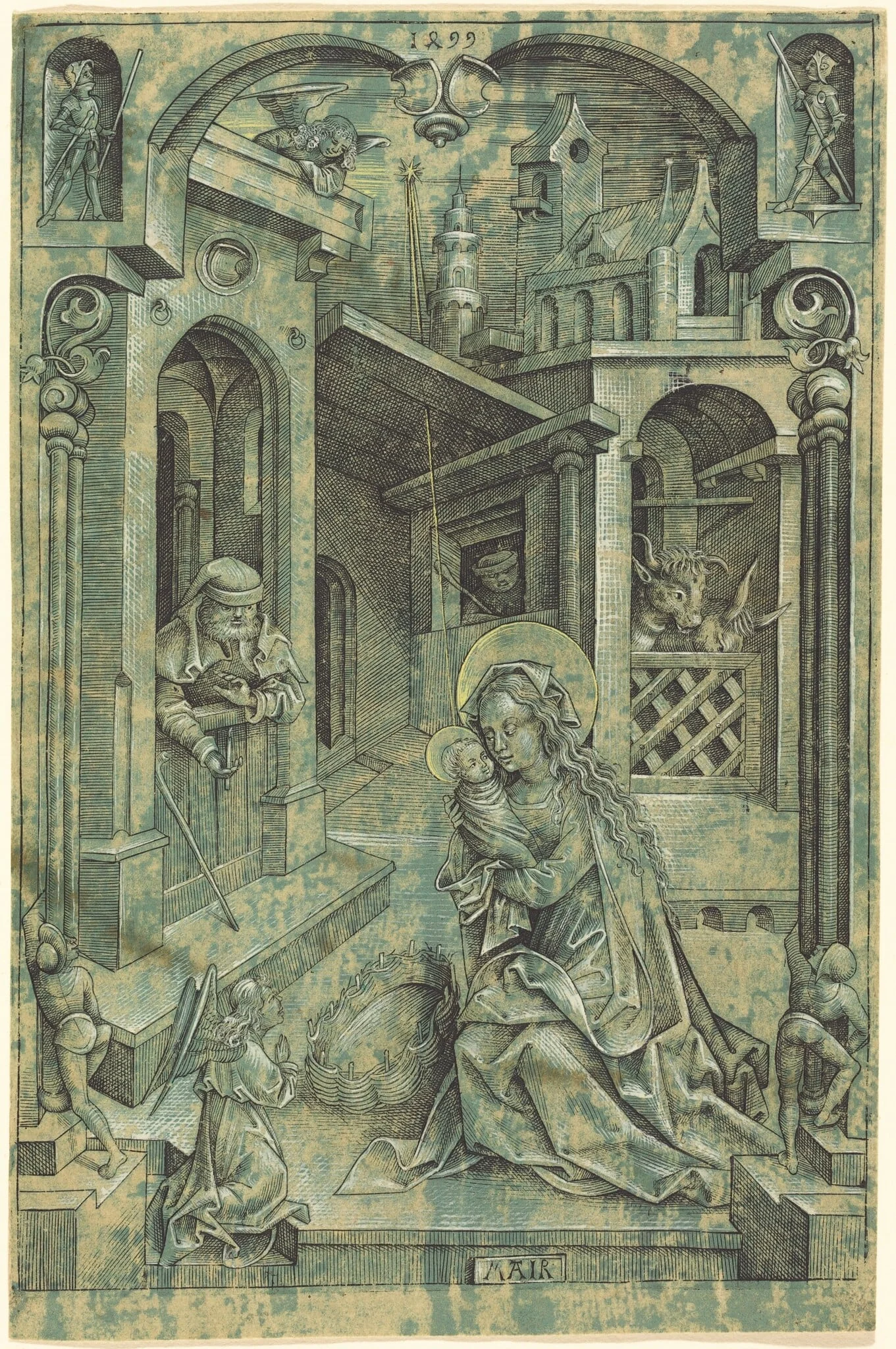 The Nativity, by Mair von Landshut, ink, 1499